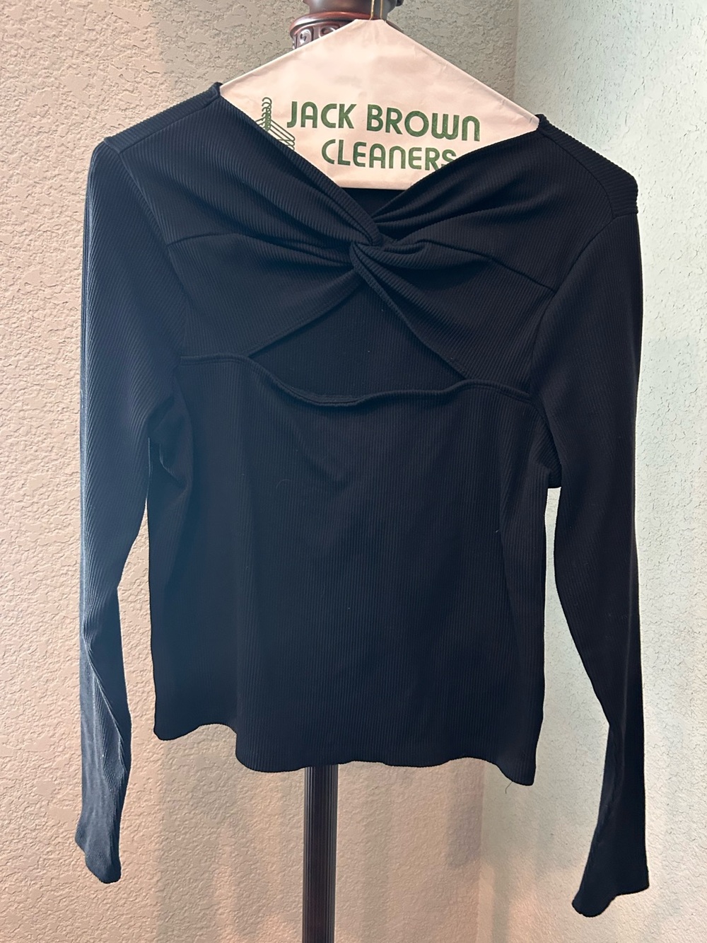 Abercrombie & Fitch Black Twist-Back Ribbed Long Sleeve Top